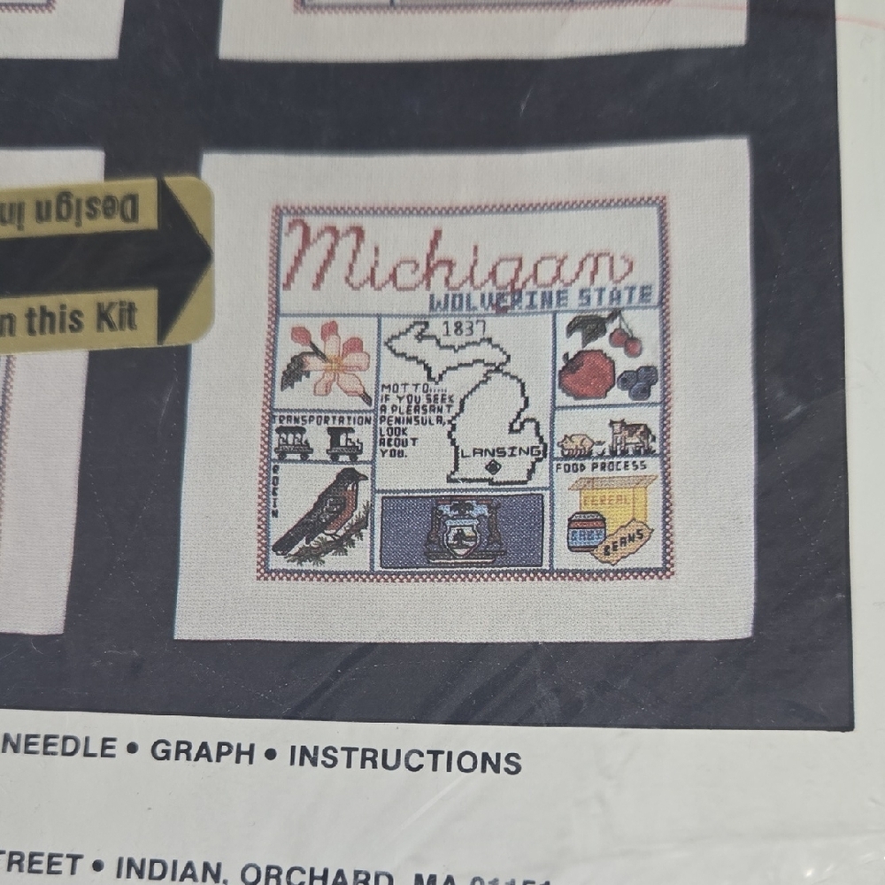 Vintage 1986 Janlynn Michigan State Cross Stitch Kit